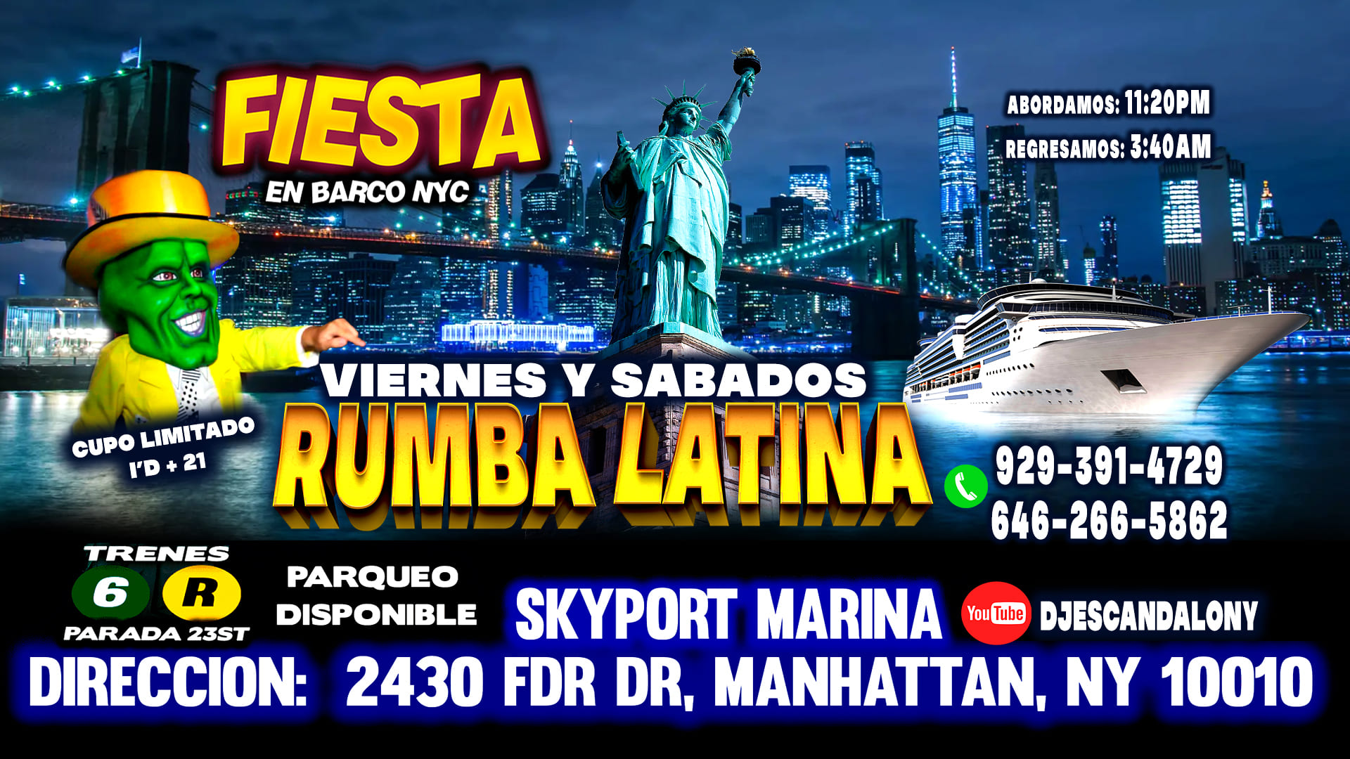 RUMBA LATINA EN BARCO + RADIO DJ'S + MANHATTAN NY