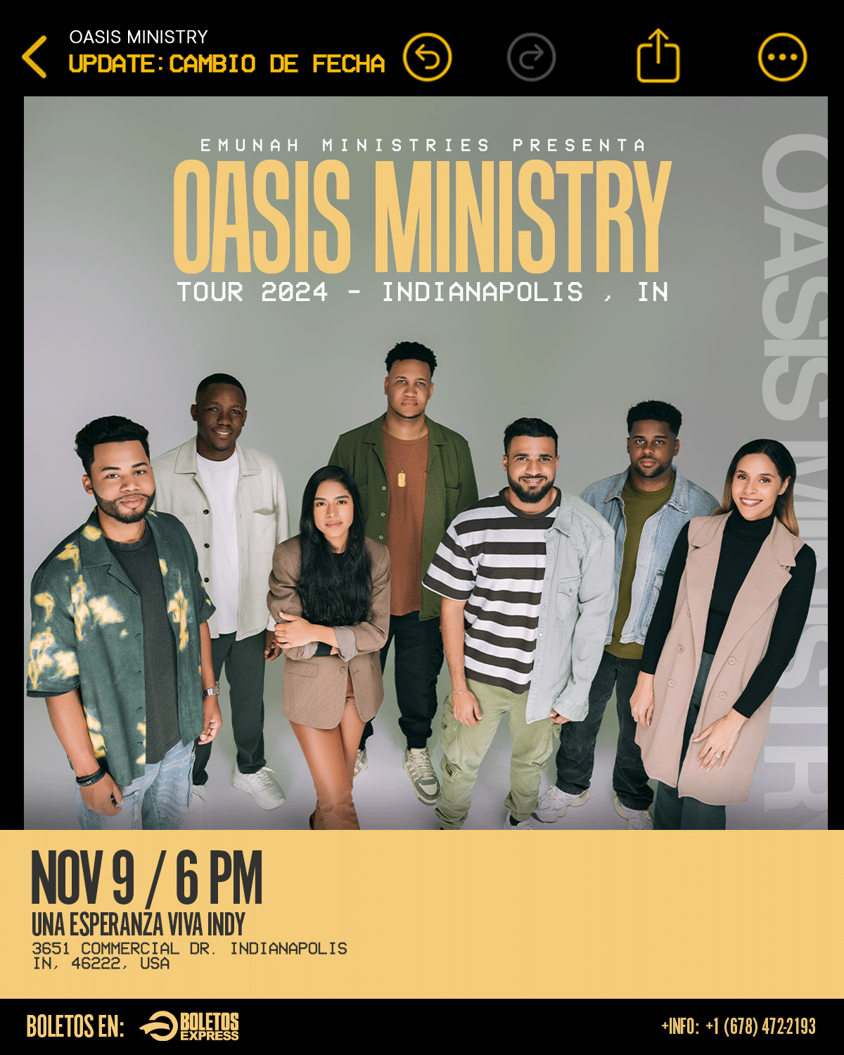 OASIS MINISTRY USA TOUR-INDIANAPOLIS,IN 2024