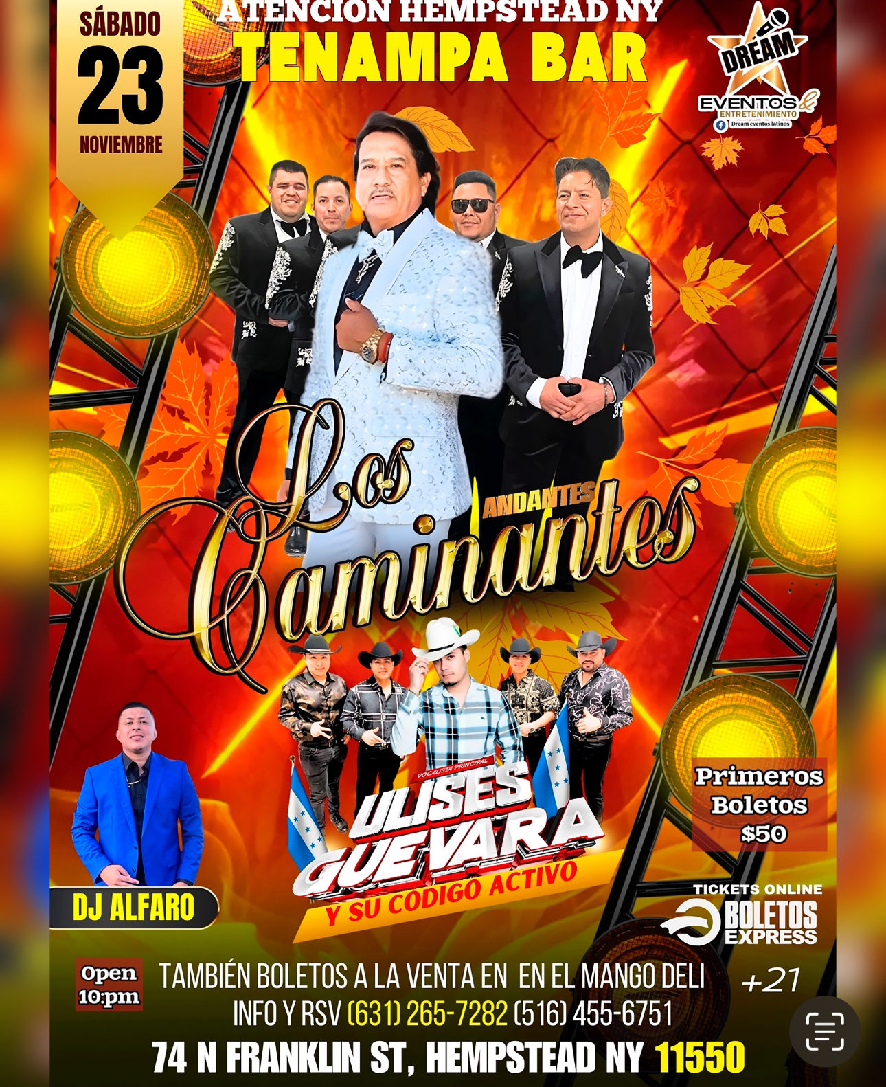 Los Caminantes Andante Live en Hempstead NY Sabado  23 Noviembre y Codigo Activo en vivo