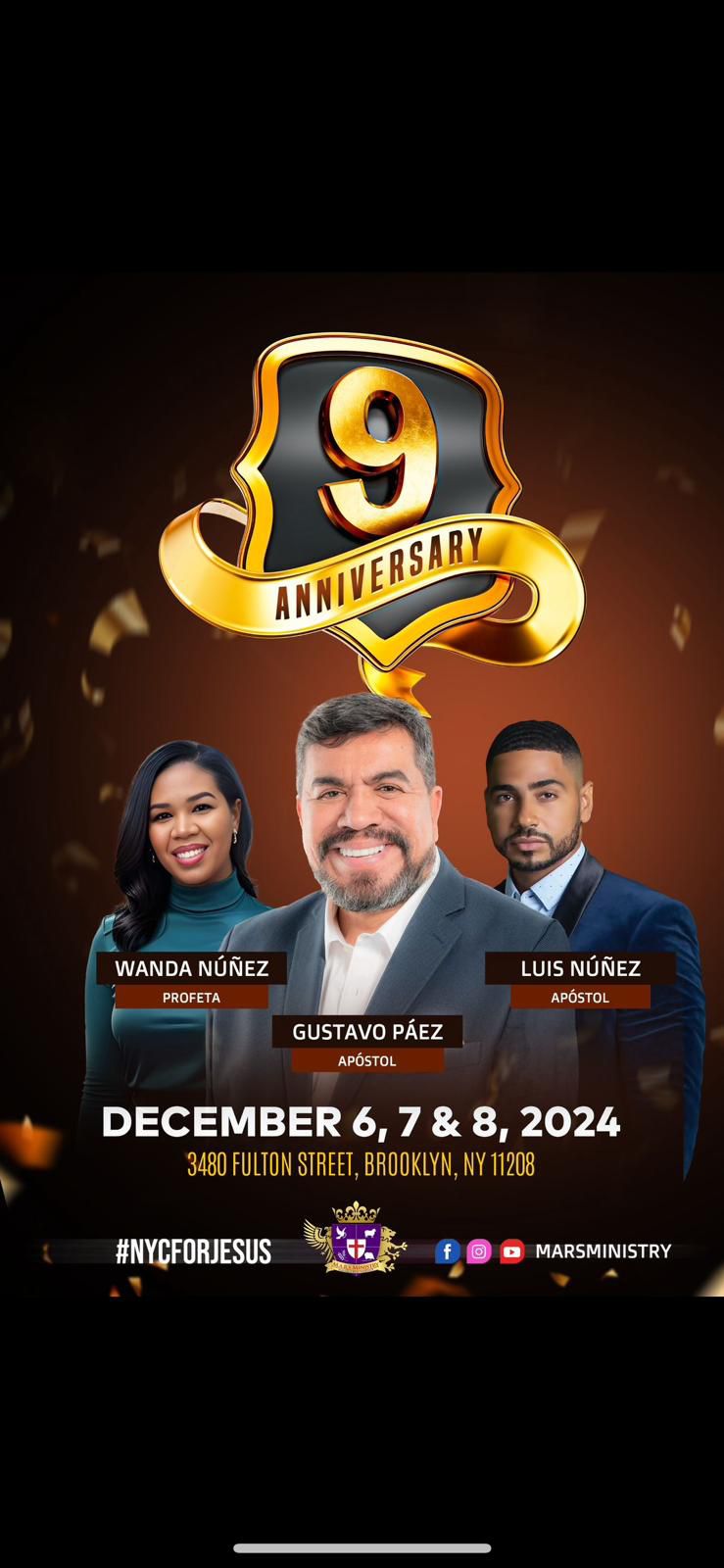 M.A.R.S. Ministry en 9 Años de Aniversario con el Apostol Gustavo Paez