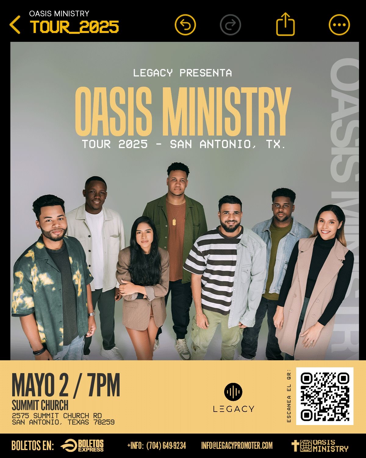 OASIS MINISTRY 2025 TOUR SAN ANTONIO Tickets BoletosExpress